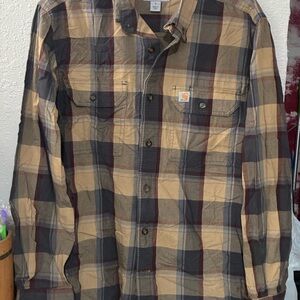 Carhartt Tan and Black Plaid Shirt